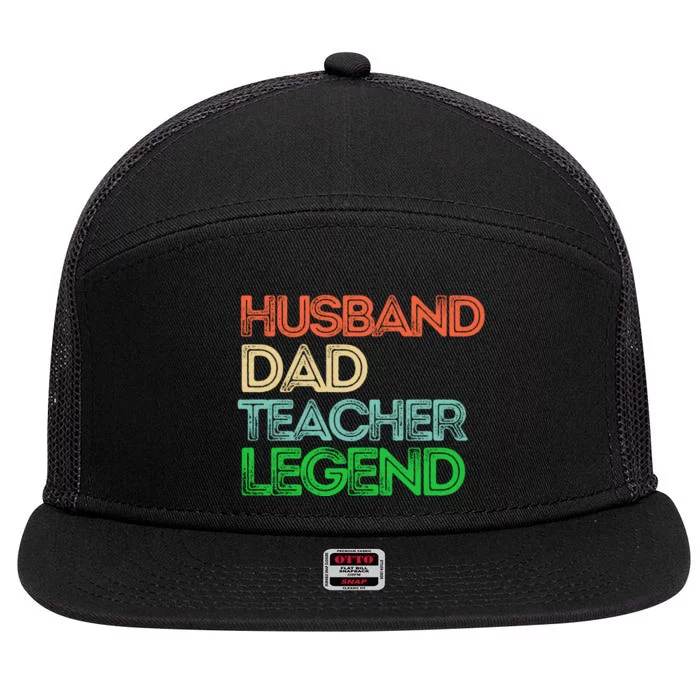 Vintage Husband Dad Teacher Legend, Teacher Dad Gift Father's Day 7 Panel Mesh Trucker Snapback Hat