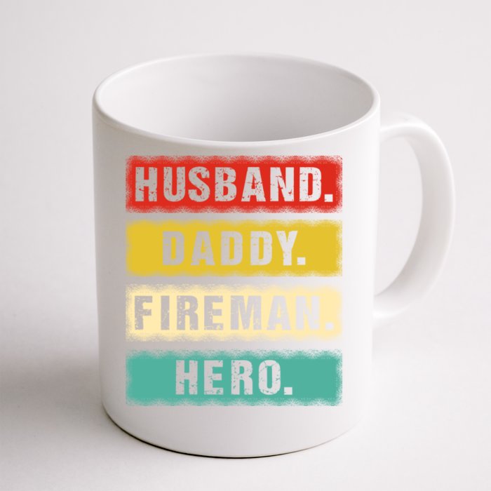 Vintage Husband Daddy Fire Hero Firefighter Fathers Day Cute Gift Front & Back Coffee Mug