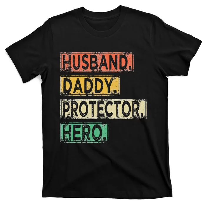 Vintage Husband Daddy Protector Dad Hero Father's Day T-Shirt