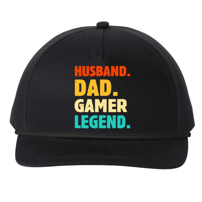 Vintage Husband Dad Gamer Legend Joke Funny FatherS Day Gift Snapback Five-Panel Rope Hat