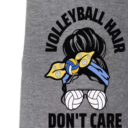 Volleyball Hair Don't Care Messy Bun Player  Volleyball Doggie 3-End Fleece Hoodie