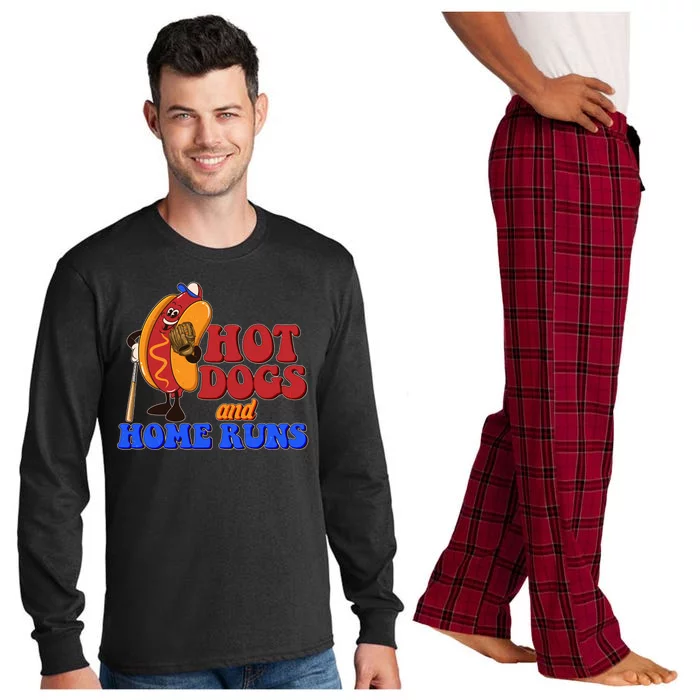 Vintage Hot Dogs And Home Runs Baseball Fan Long Sleeve Pajama Set