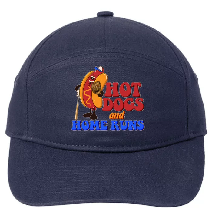 Vintage Hot Dogs And Home Runs Baseball Fan 7-Panel Snapback Hat