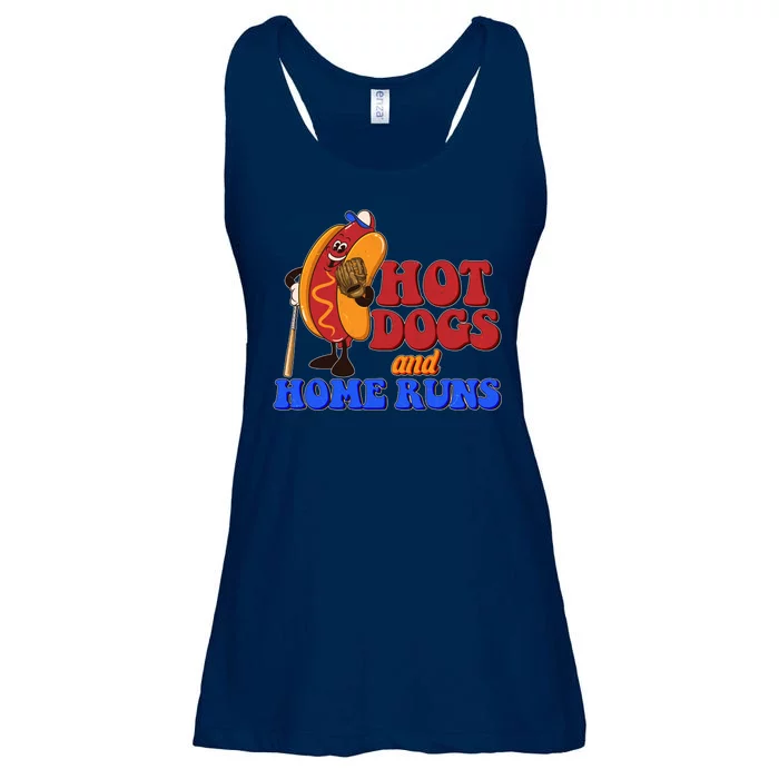 Vintage Hot Dogs And Home Runs Baseball Fan Ladies Essential Flowy Tank