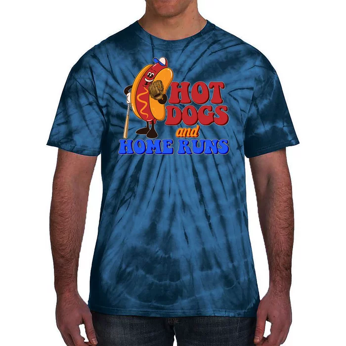 Vintage Hot Dogs And Home Runs Baseball Fan Tie-Dye T-Shirt