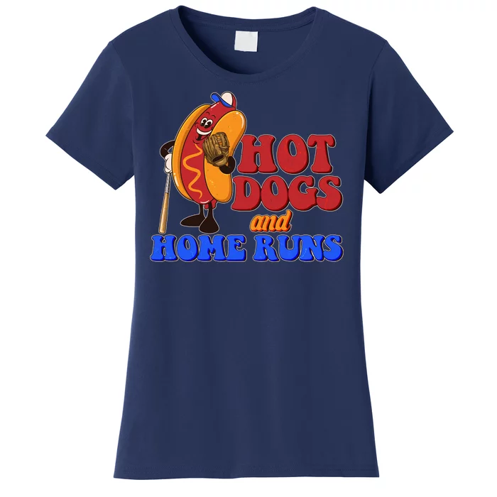 Vintage Hot Dogs And Home Runs Baseball Fan Women's T-Shirt