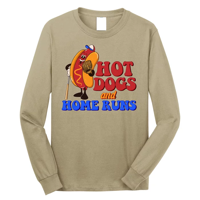 Vintage Hot Dogs And Home Runs Baseball Fan Long Sleeve Shirt