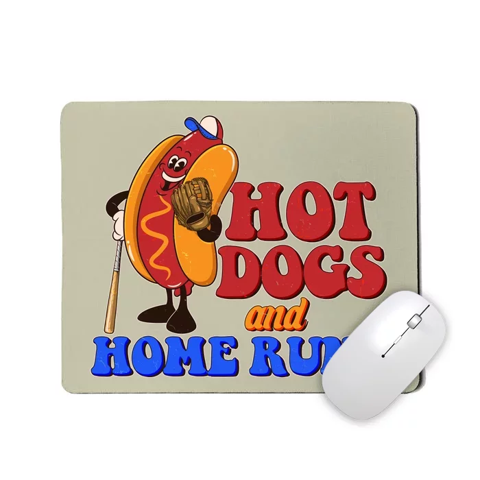 Vintage Hot Dogs And Home Runs Baseball Fan Mousepad