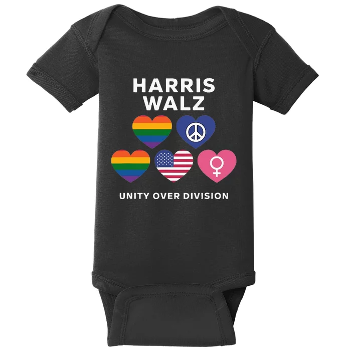 Vote Harriswalz For A United America Baby Bodysuit