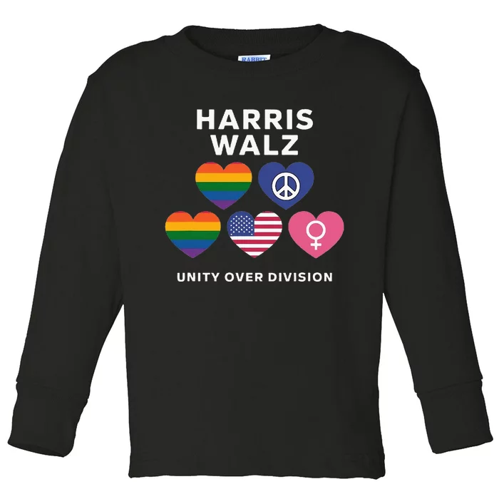 Vote Harriswalz For A United America Toddler Long Sleeve Shirt