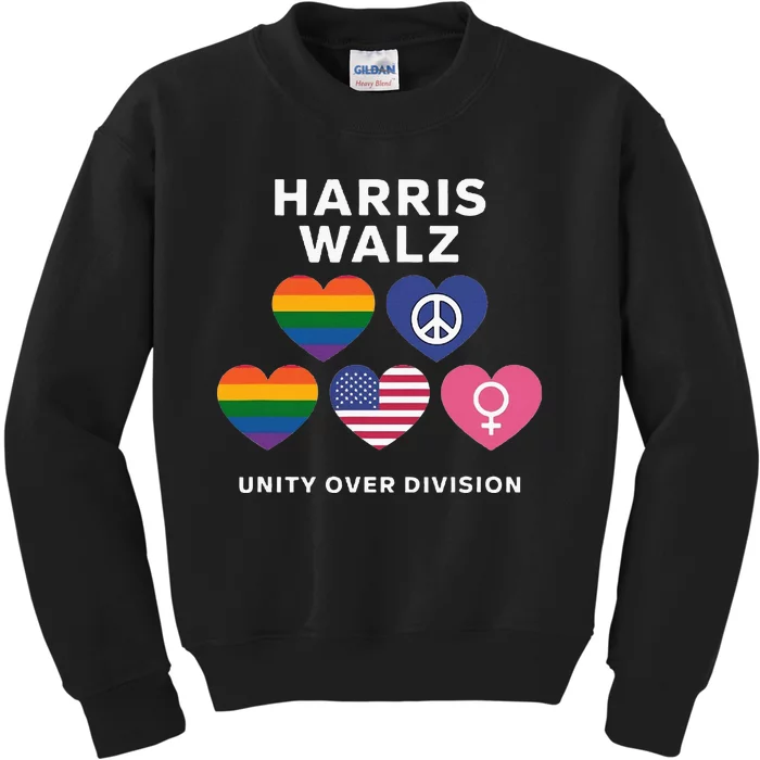 Vote Harriswalz For A United America Kids Sweatshirt