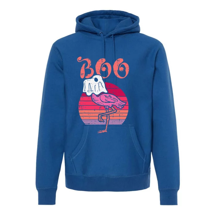 Vintage Halloween Flamingo Ghost Sunset Print Premium Hoodie