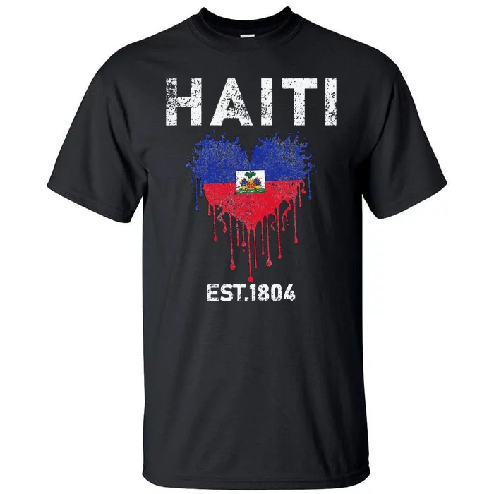 Vintage Haiti Flag Day Haitians Flag Pride Gifts Celebration Tall T-Shirt