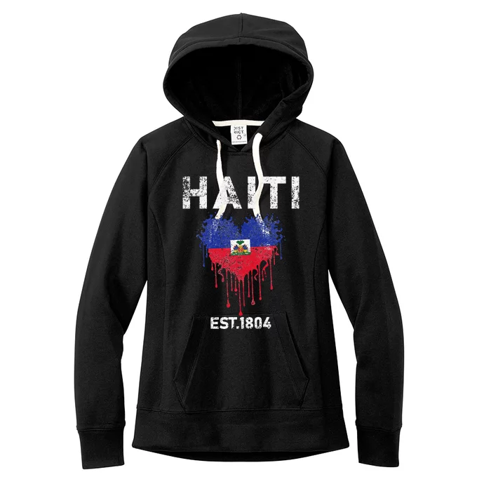 Vintage Haiti Flag Day Haitians Flag Pride Gifts Celebration Women's Fleece Hoodie