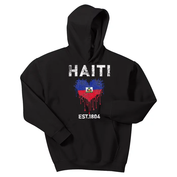 Vintage Haiti Flag Day Haitians Flag Pride Gifts Celebration Kids Hoodie