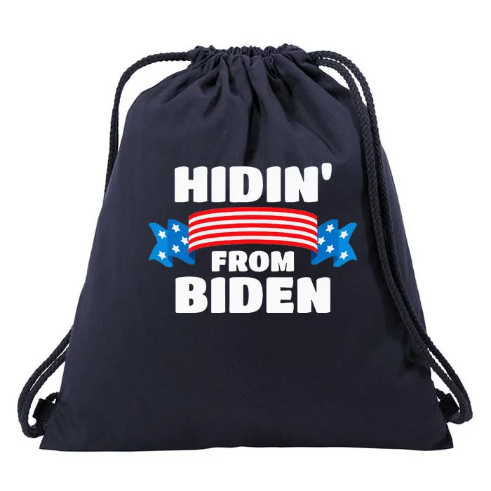 Vintage Hidin From Biden Usa Flag Joe Biden Drawstring Bag