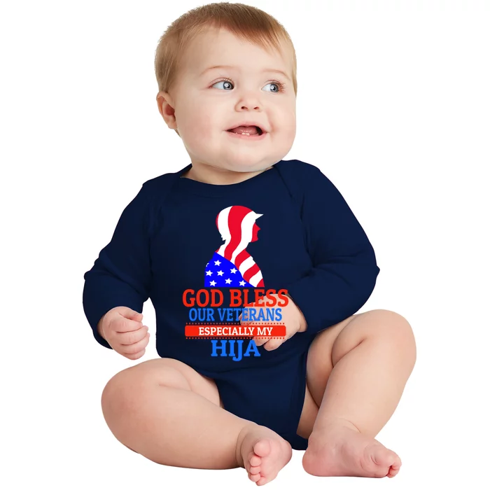 Veteran Hija For Proud Dad Mom Father Or Mother Gift Baby Long Sleeve Bodysuit