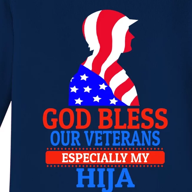 Veteran Hija For Proud Dad Mom Father Or Mother Gift Baby Long Sleeve Bodysuit