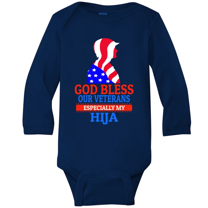 Veteran Hija For Proud Dad Mom Father Or Mother Gift Baby Long Sleeve Bodysuit