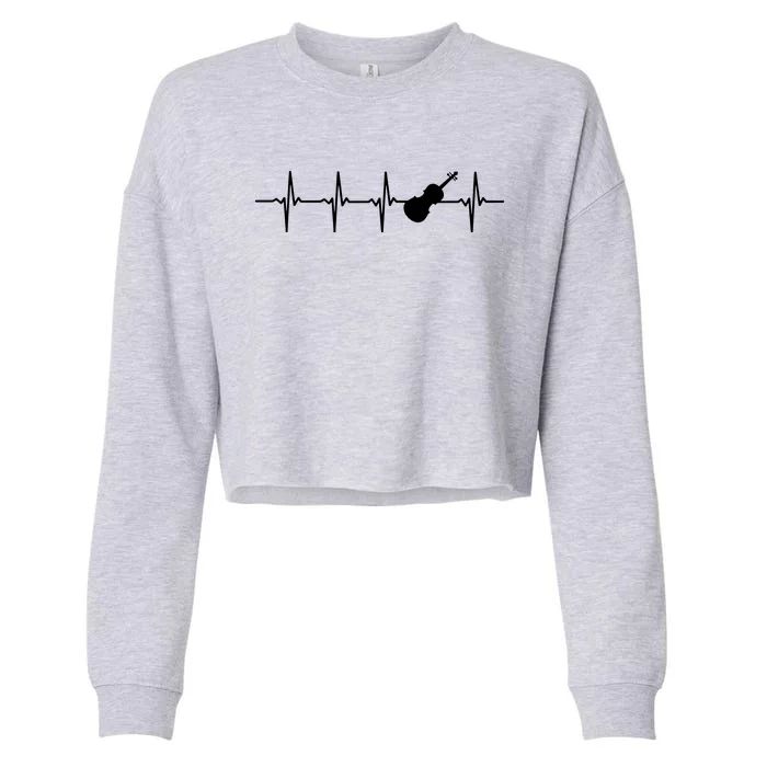 Violin Heartbeat For Violinists Cropped Pullover Crew