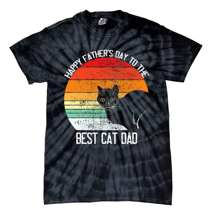 Vintage Happy Father’S Day To The Best Cat Dad Tie-Dye T-Shirt