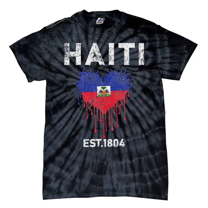 Vintage Haiti Flag Day Haitians Flag Pride Gifts Celebration Tie-Dye T-Shirt