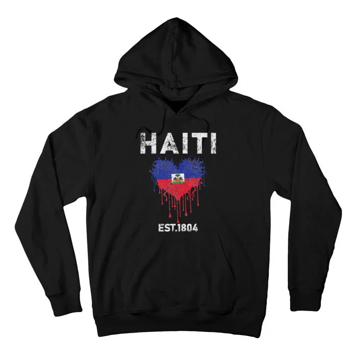 Vintage Haiti Flag Day Haitians Flag Pride Gifts Celebration Tall Hoodie