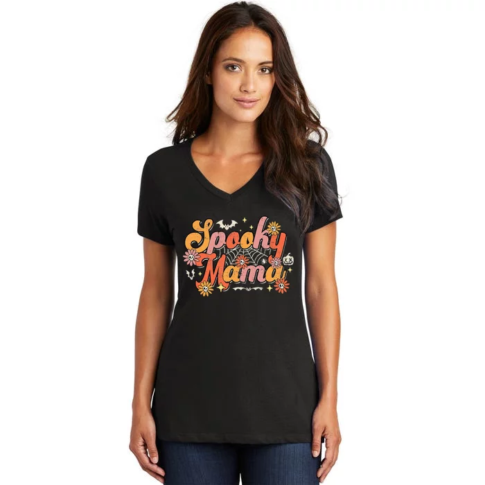 Vintage Halloween Ghost Witchy Mom Costume Women's V-Neck T-Shirt