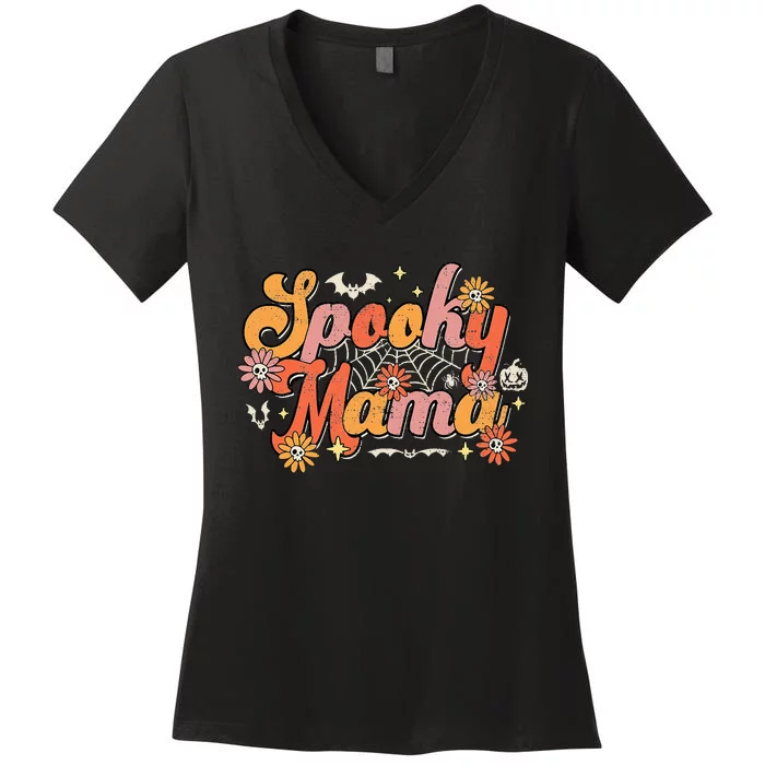 Vintage Halloween Ghost Witchy Mom Costume Women's V-Neck T-Shirt