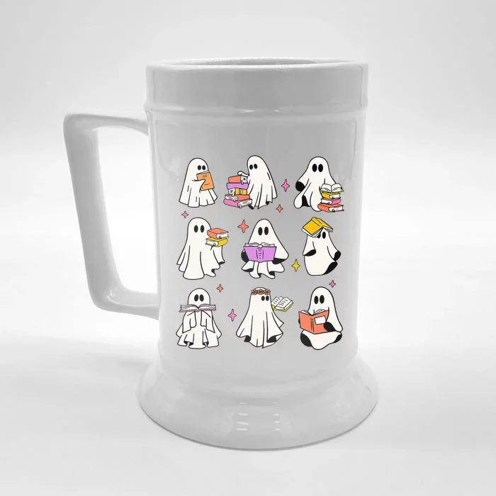 Vintage Halloween Ghost Book Lover Teacher Front & Back Beer Stein