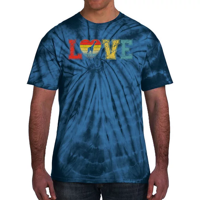 Vintage Heart Giraffe Lover Christmas Valentine Father Day Tie-Dye T-Shirt