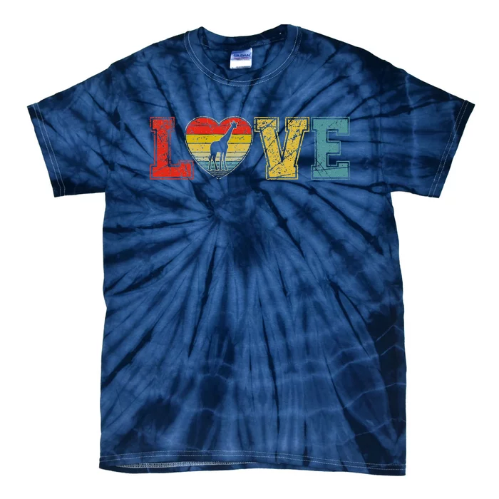 Vintage Heart Giraffe Lover Christmas Valentine Father Day Tie-Dye T-Shirt