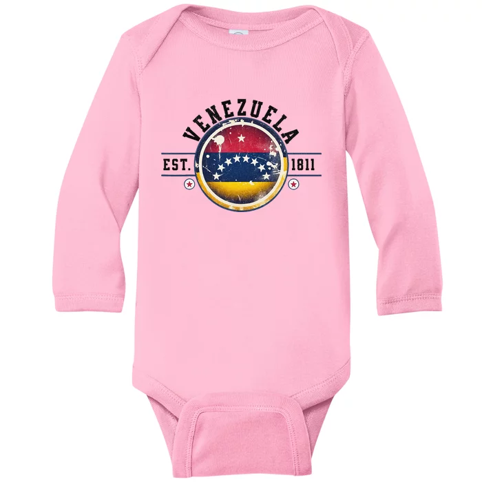 Venezuela Hispanic Heritage Month Proud Venezuelan Flag Baby Long Sleeve Bodysuit