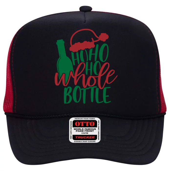 Vintage Ho Ho Ho Whole Bottle Santa Graphic Wine Cute Gift High Crown Mesh Trucker Hat