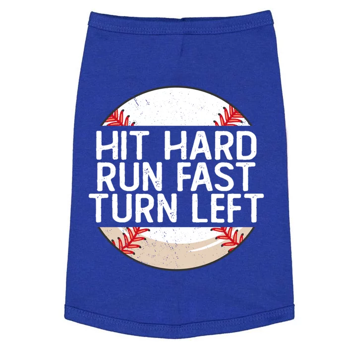 Vintage Hit Hard Run Fast Turn Left Funny Baseball Gift Doggie Tank