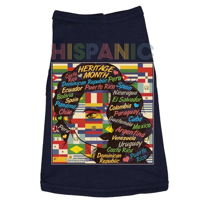 Vintage Hispanic Heritage Month Latina Woman Country Flags Doggie Tank