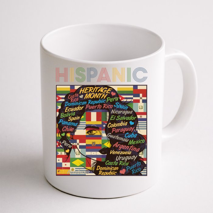 Vintage Hispanic Heritage Month Latina Woman Country Flags Front & Back Coffee Mug