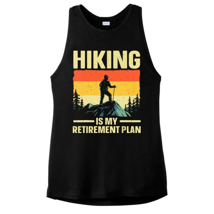 Vintage Hiking Is My Retirement Plan Hike Mountain Hiker Hiking Gift Ladies Tri-Blend Wicking Tank