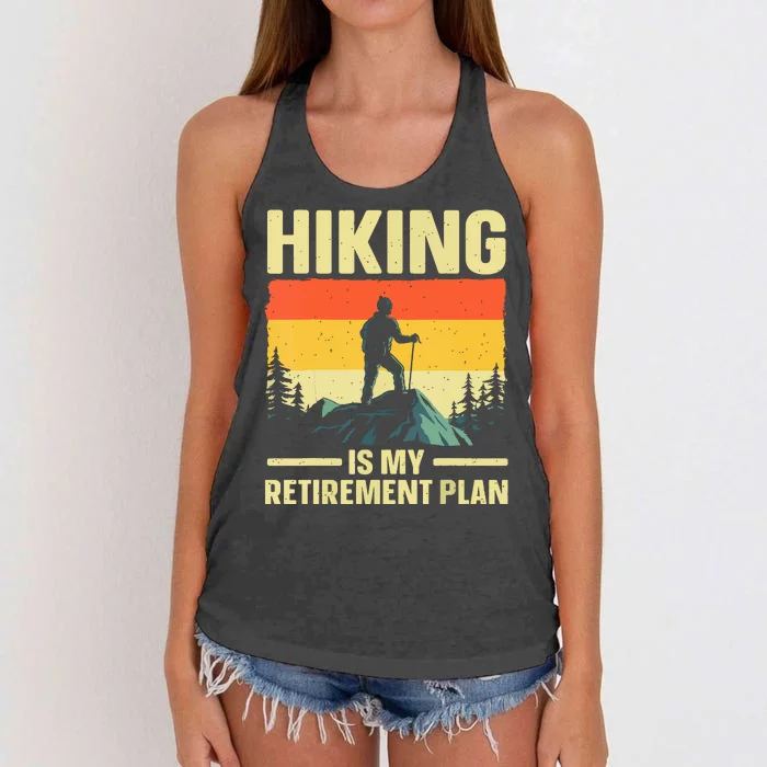 Vintage Hiking Is My Retirement Plan Hike Mountain Hiker Hiking Gift Women's Knotted Racerback Tank