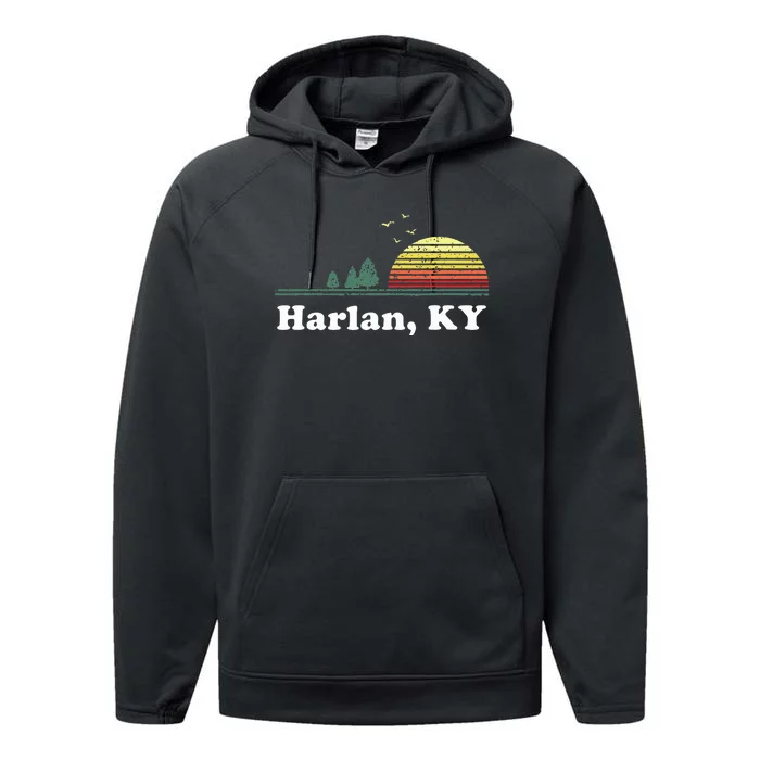 Vintage Harlan Kentucky Home Souvenir Print Performance Fleece Hoodie