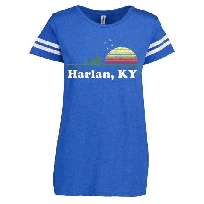 Vintage Harlan Kentucky Home Souvenir Print Enza Ladies Jersey Football T-Shirt