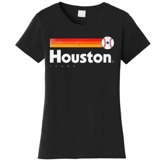 Vintage Houston Love Baseball Strong Vintage Stripes Women's T-Shirt