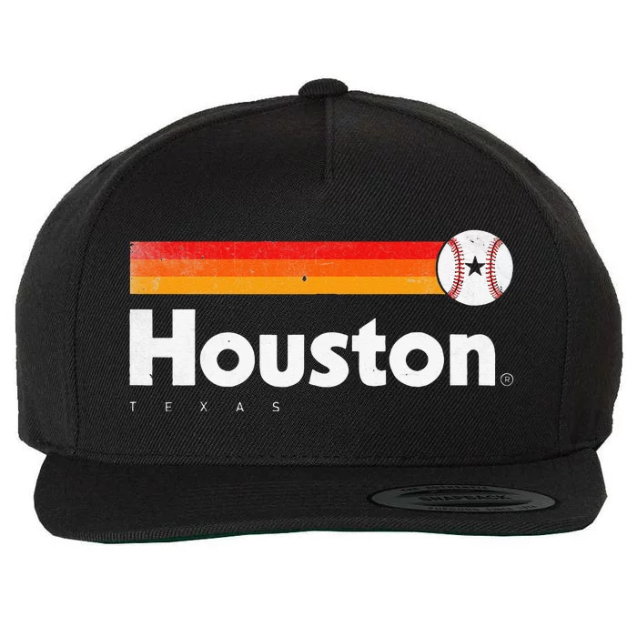 Vintage Houston Love Baseball Strong Vintage Stripes Wool Snapback Cap