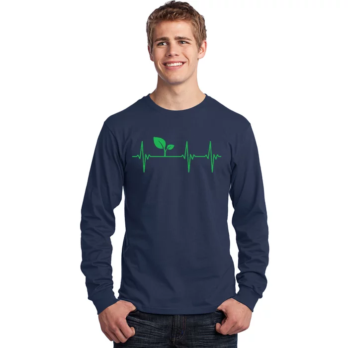 Vegan Heartbeat Lifeline Plant Based Nutrition Gift Food Long Sleeve Shirt