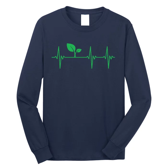 Vegan Heartbeat Lifeline Plant Based Nutrition Gift Food Long Sleeve Shirt