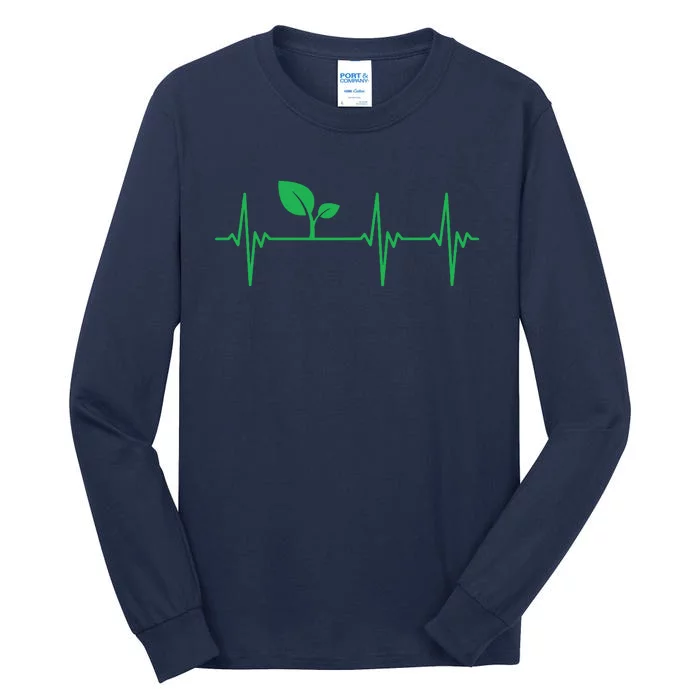 Vegan Heartbeat Lifeline Plant Based Nutrition Gift Food Tall Long Sleeve T-Shirt