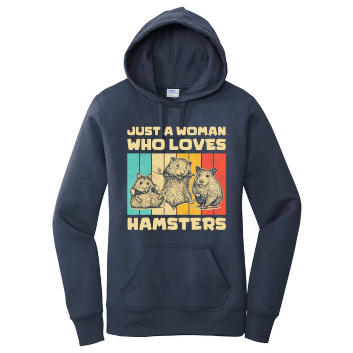 Vintage Hamsters Lovers Just A Who Loves Hamsters Gift Women's Pullover Hoodie