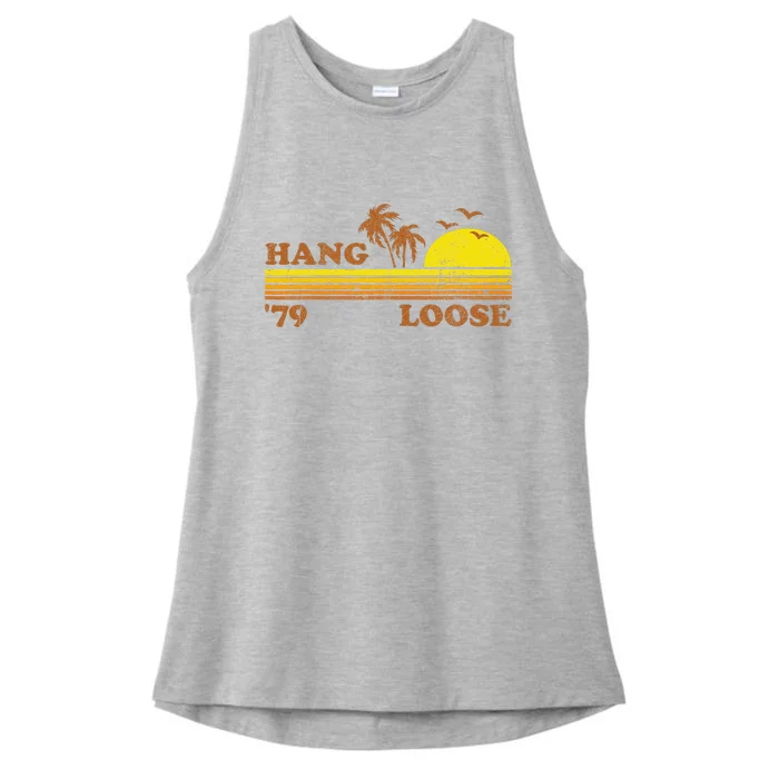 Vintage Hang Loose Surfing Beach Retro Sunset Surf 70s Gift Ladies Tri-Blend Wicking Tank