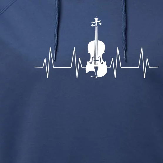 Violin Heartbeat Lover Heartline ECG Music Teacher School Performance Fleece Hoodie