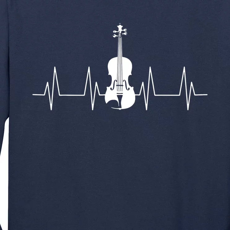 Violin Heartbeat Lover Heartline ECG Music Teacher School Tall Long Sleeve T-Shirt